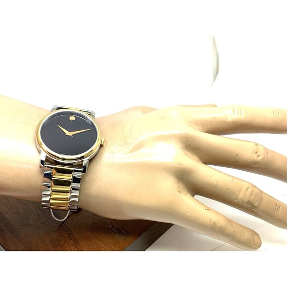 Movado Men's Watch 2100016 Museum Black Dial Swiss Quartz Two Tone Steel 39mm - Picture 5 of 14